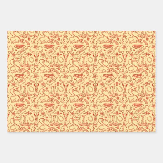 Wild West Old Cowboy Pattern Rustic Western Inpakpapier Vel (Voorkant 3)
