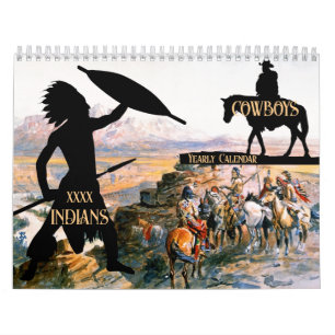 Wild West Olieverfschilderijen Cowboys Indianen   Kalender