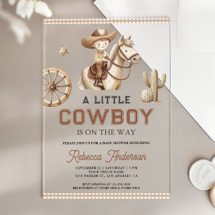 Wild West Ranch Rodeo Kleine Cowboy Baby Shower Acryl Uitnodigingen