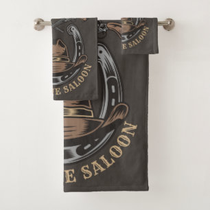 Wild West Revolver Hoefijzer Western Cowboy Saloon Bad Handdoek