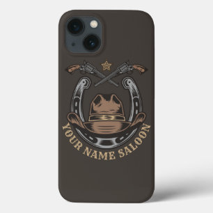 Wild West Revolver Hoefijzer Western Cowboy Saloon iPhone 13 Hoesje