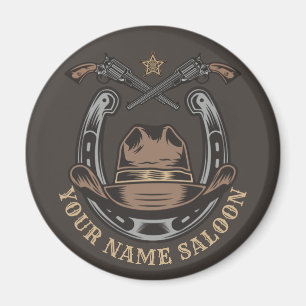 Wild West Revolver Hoefijzer Western Cowboy Saloon Magneet