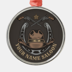 Wild West Revolver Hoefijzer Western Cowboy Saloon Metalen Ornament