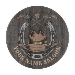 Wild West Revolver Hoefijzer Western Cowboy Saloon Snijplank
