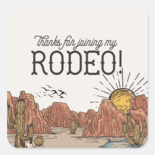 Wild West Rodeo Baby shower Circle Favor Vierkante Sticker