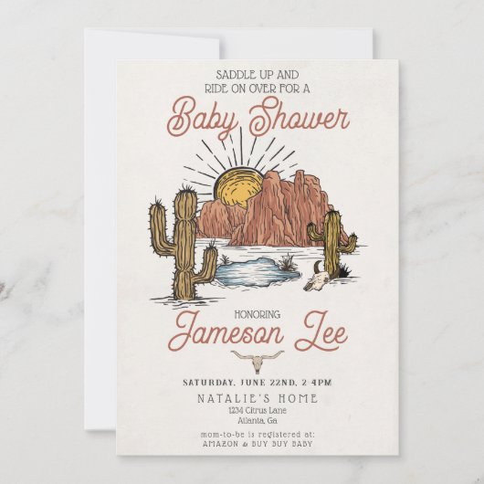 Wild West Rodeo baby shower uitnodiging (Voorkant)