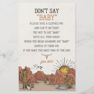 Wild West Rodeo dont zeggen baby shower spel