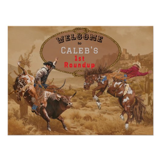 Wild West Rodeo Roundup Cowboy Affiche de bienvenu (Devant)