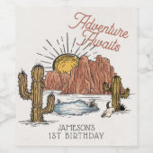 Wild West Rodeo Verjaardagsfeest Wijn Etiket (Enkel label)