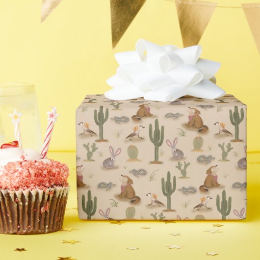 Wild West Rustic Desert Animals Verjaardag Cadeaupapier (Verjaardagsfeest)