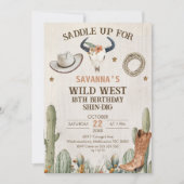 Wild West Shin-Dig Westerne Verjaardagsuitnodiging Kaart (Voorkant)