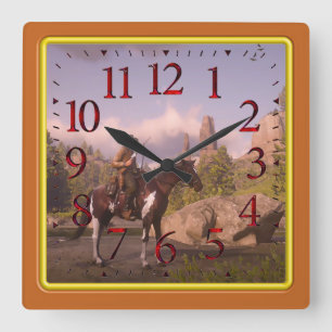 Wild West Sunset for AcrylWall Clock Vierkante Klok