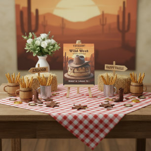 Wild West Verjaardag Cowboy Pet Cake Uitnodiging