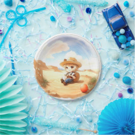 Wild West Waterverf Celebration Boy Baby shower Papieren Bordje