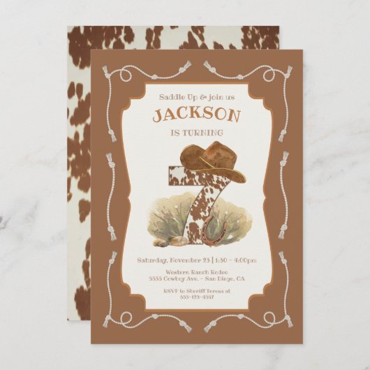Wild West Westerne Cowboy 7e verjaardag Kaart (Voorkant / Achterkant)