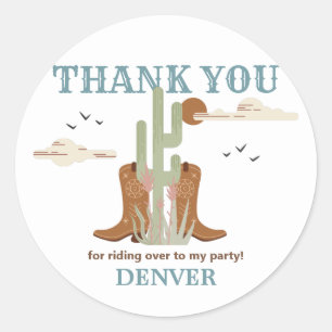 Wild West Westerne Cowboy Birthday Party Dank je Ronde Sticker