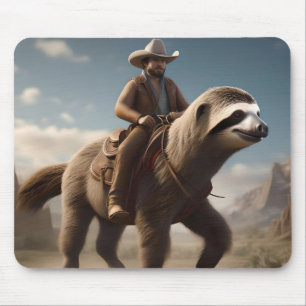 Wild West Wonders: Cowboy rijden op een luiaard Muismat