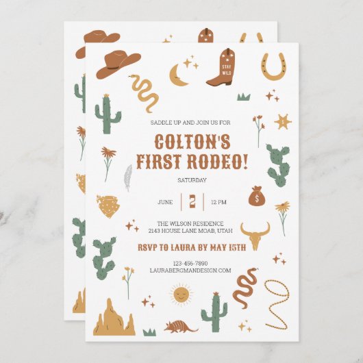 Wild Westerne uitnodiging (Voorkant / Achterkant)