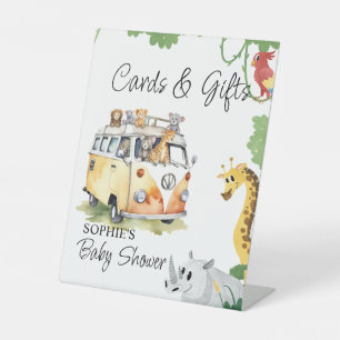 Wild Wheels Safari Animal Camper Van Kaarten & Ges Reclamebord Met Voetstuk