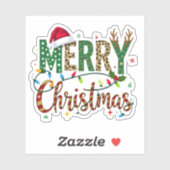 Wild & Whimsical Merry Christmas Leopard Print  Sticker (Vel)