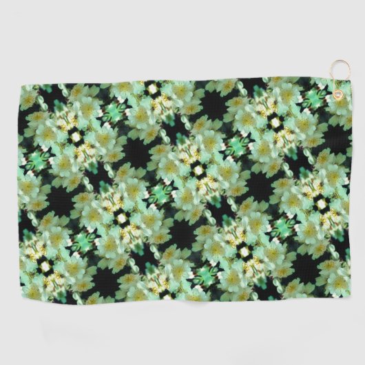 Wild White Rambling Rozen Floral Pattern Golfhanddoek (Horizontaal)
