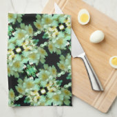 Wild White Rambling Rozen Floral Pattern Theedoek (Quarter Fold)