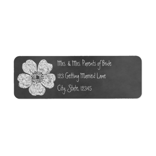 Wild White Roses Chalkboard Avery Label (Voorkant)
