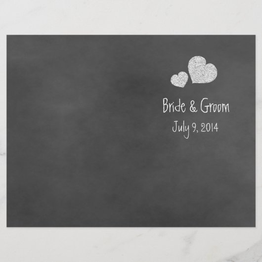 Wild White Roses Chalkboard Folded Wedding Program (Voorkant)