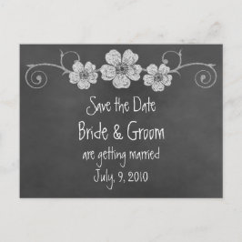 Wild White Roses Chalkboard Save the Date Briefkaa Aankondigingskaart