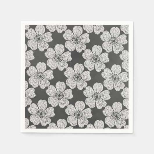 Wild White Roses Chalkboard Servetten (Voorkant)
