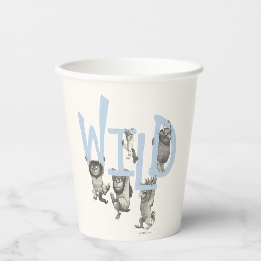 WILD | Wilde dingen en Max - Blauw Papieren Bekers (Voorkant)