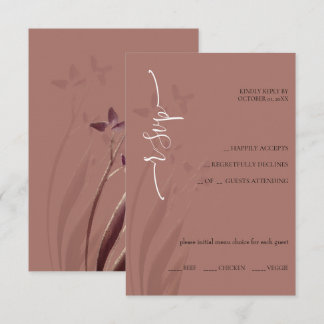 Wild & Wine-Stained Watercolor Floral RSVP Card Kaartje