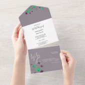 Wild Wiolets Waterverf handgeschilderd All In One Uitnodiging (Afscheurbaar)