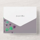 Wild Wiolets Waterverf handgeschilderd All In One Uitnodiging (Achterkant)