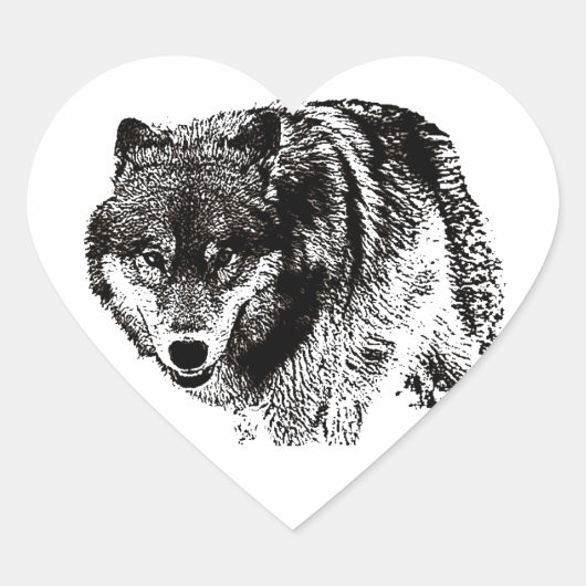 Wild Wolf Hart Sticker (Voorkant)