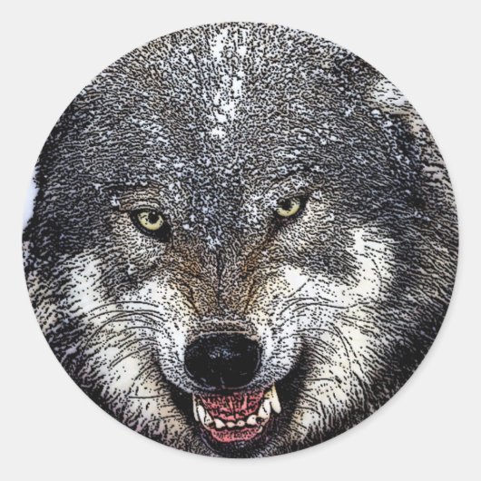 Wild Wolf Ronde Sticker (Voorkant)
