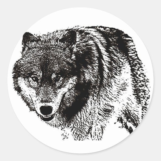 Wild Wolf Ronde Sticker (Voorkant)