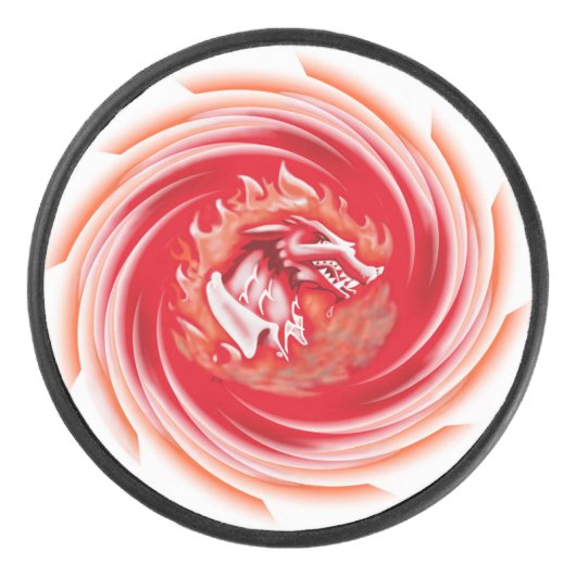 Wild Wolf Whirling witte hockey puck (Voorkant)