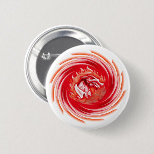 Wild Wolf Whirling witte knop Ronde Button 5,7 Cm