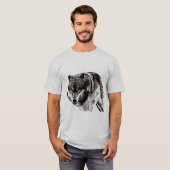 Wild Wolf Zwart & Wit kunstwerk T-shirt (Voorkant volledig)