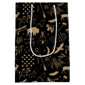 Wild Wonderful Kerstpatroon/Kraft Black ID604 Medium Cadeauzakje (Achterkant)