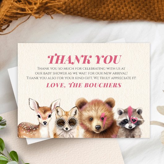 Wild Woodland Baby shower dank u Bedankkaart