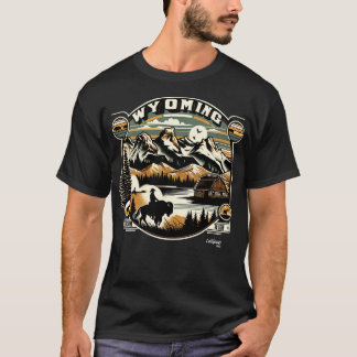 Wild Wyoming Tetons Trails Amerikaanse Retro T-shirt