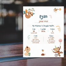 Wild Year One Milestones Poster met dierentuindier