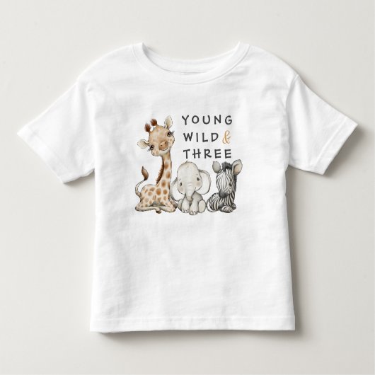 Wild Young en Three Birthday Oerwoud Baby T-Shirt (Voorkant)