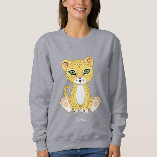 Wild Young Leopard Animal Cartoon Sweatshirt (Voorkant)