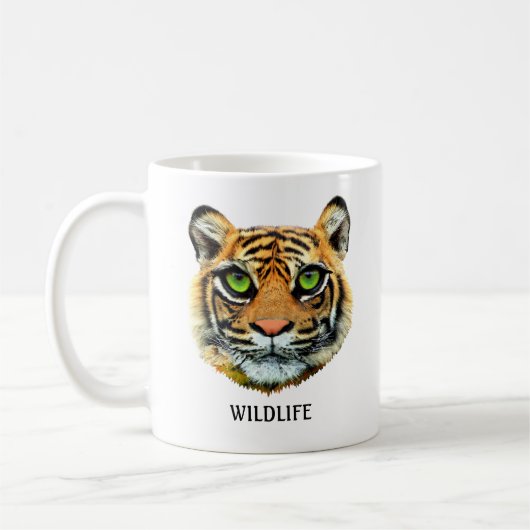 Wild Young Tiger Face & Calligraphy Koffiemok (Links)