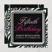Wild Zebra 50th Birthday Party Invitations (Devant / Derrière)