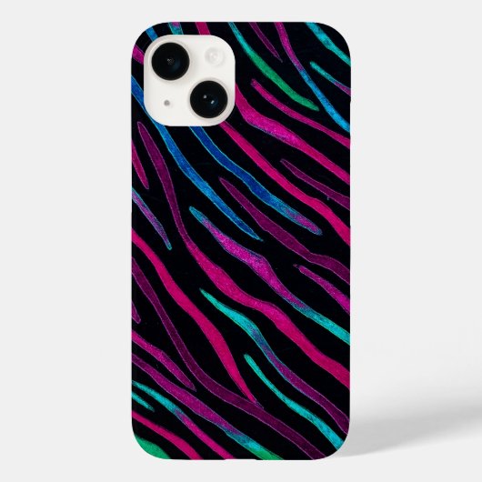 Wild Zebra Neon-Noir Case-Mate iPhone Case (Achterkant)
