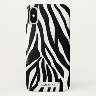 Wild Zebra Print met naam iPhone X Hoesje